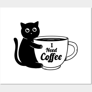 Cat I need Coffee Posters and Art